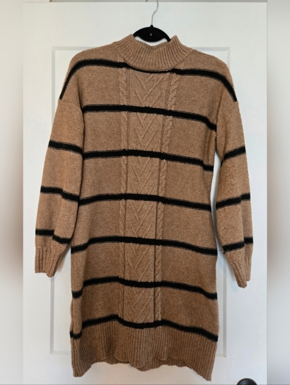 Maurices Knit Sweater in Camel with Black Stripes. Size L